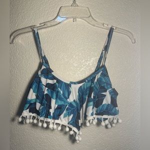 Blue Palm leaf Two-piece Swimsuit